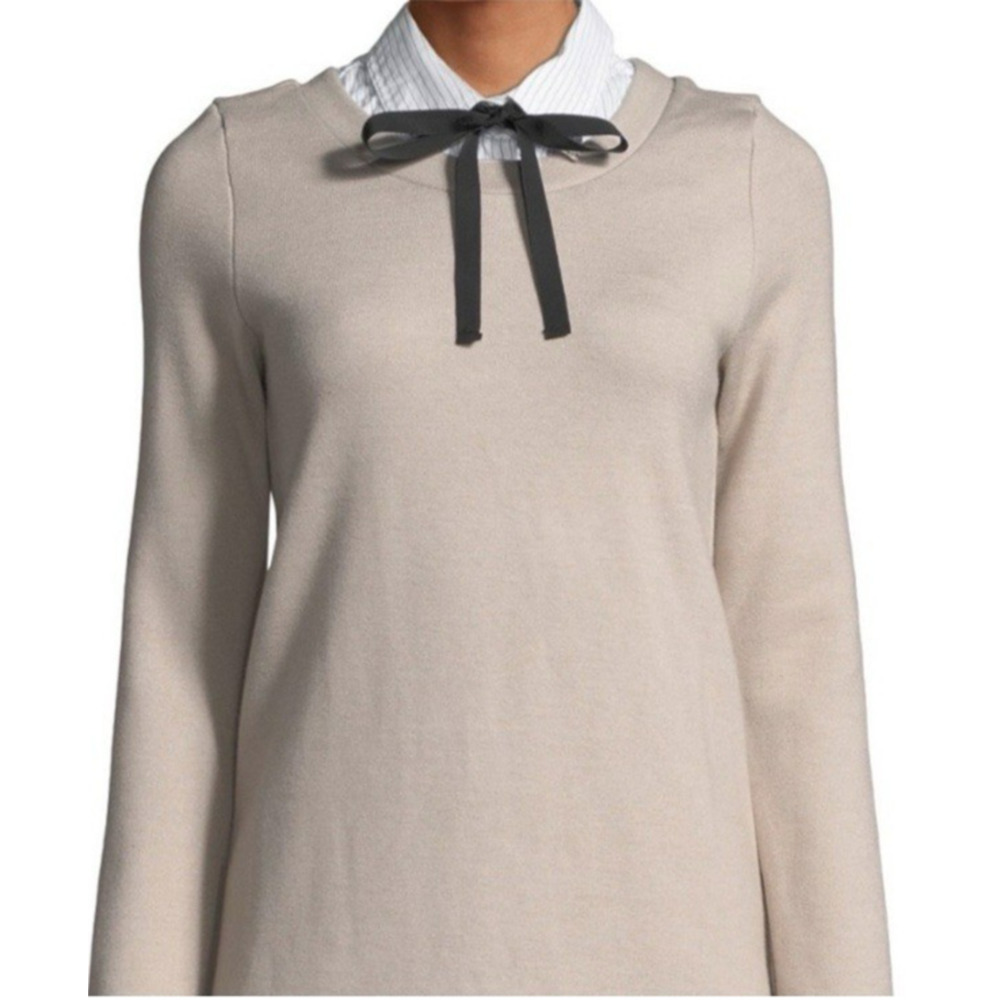JOA Oxford Shirt Twofer Sweater Dress‎ Ribbon Tie Size Medium Preppy Collegiate